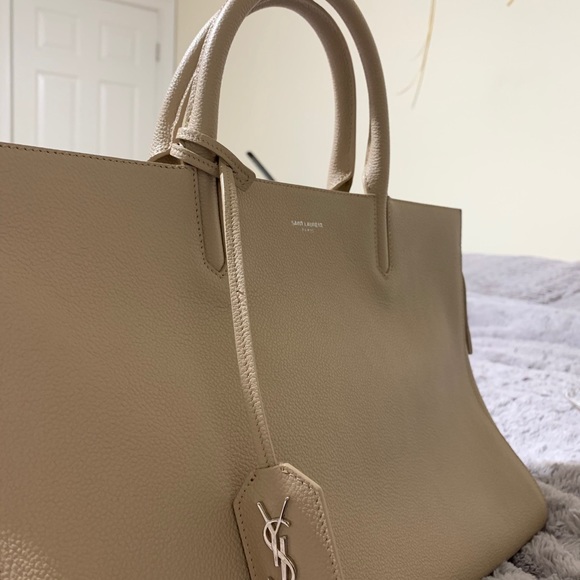 'Medium Cabas Rive Gauche' Grained Leather Satchel - Picture 2 of 8